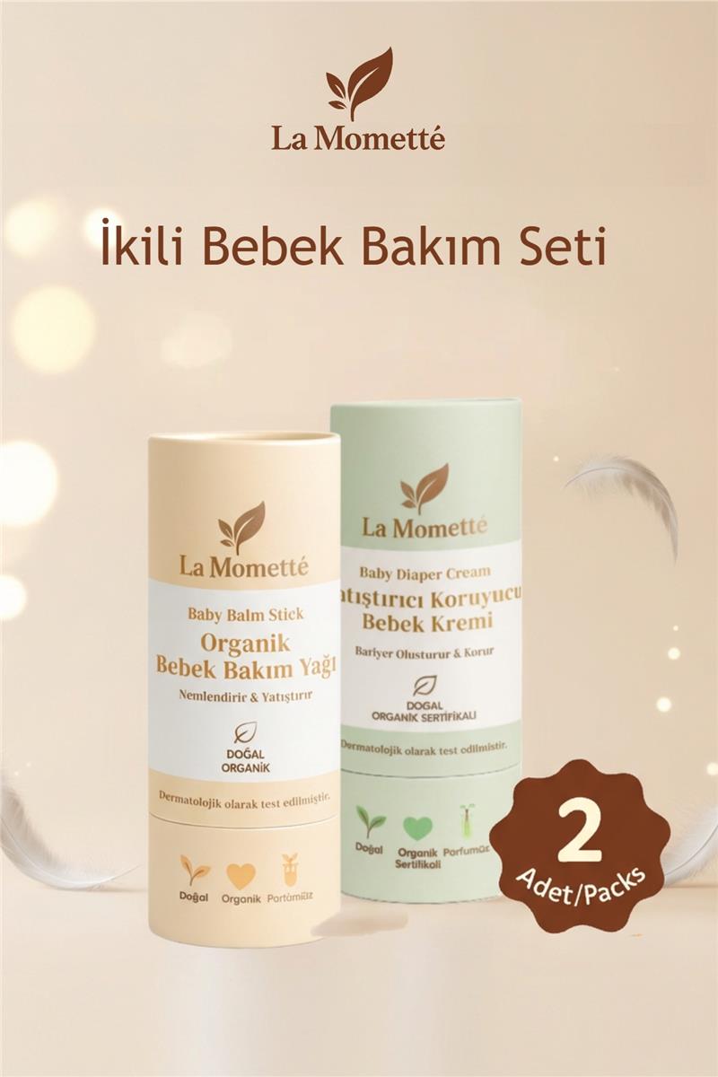 La Momette  Organik Bebek Bakım Seti- Bakım Stick & Yatıştırıcı Kouyucu Bakım Kremi  - 2 li 
