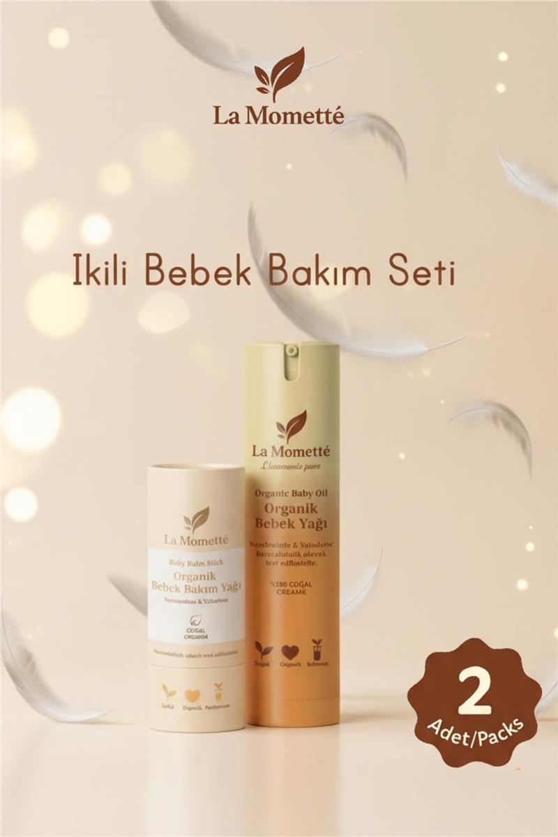La Momette  Organik Bebek Bakım Seti- Bebek Yağı  & Bakım Stick  - 2 li 