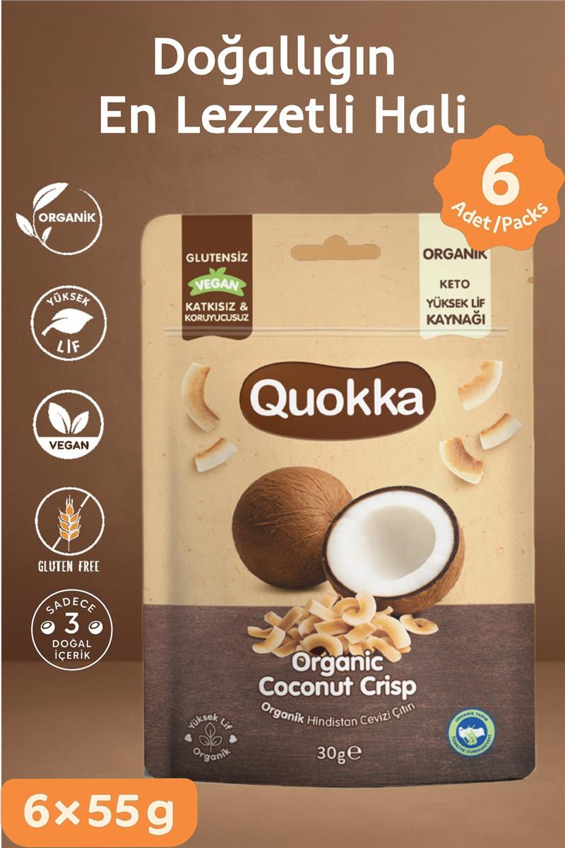 Quokka Organik Hindistan Cevizi Çıtırı Atıştırmalık Paket 30 gr - 6 Adet 