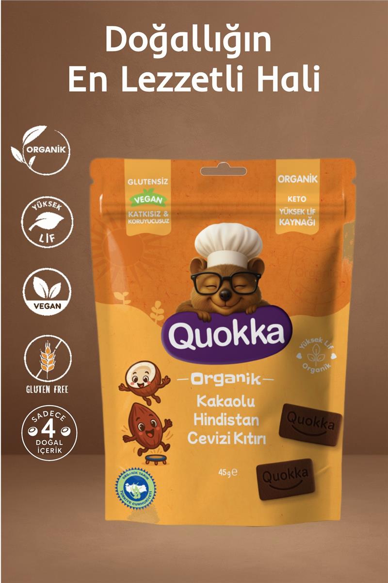 Quokka Organik Kakaolu Hindistan Cevizi Kıtırı 45 gr