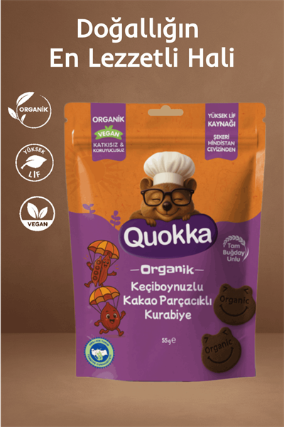 Quokka Organik Keçiboynuzlu Kakao Parçacıklı Kurabiye 55 gr
