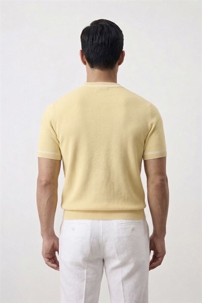 Classic Fit Kısa Kollu Bisiklet Yaka Triko Limon