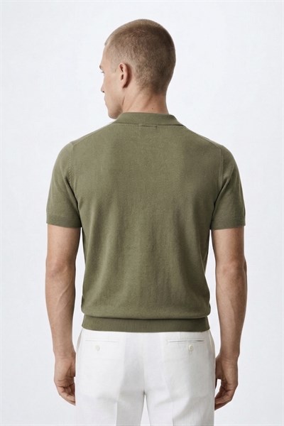 Polo Yaka Rayon Triko Kazak Haki