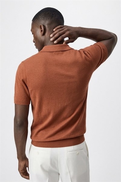 Polo Yaka Rayon Triko Kazak Kiremit