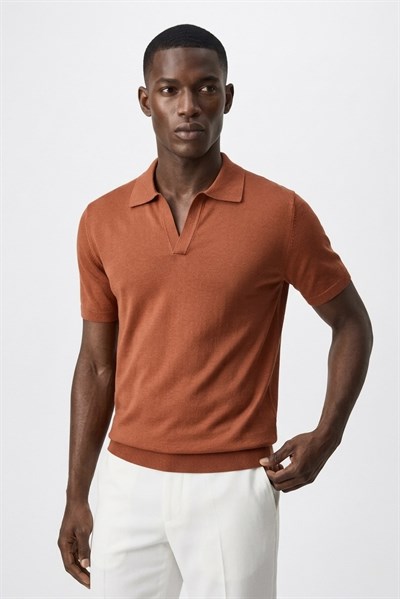 Polo Yaka Rayon Triko Kazak Kiremit