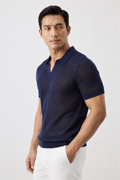 Polo Yaka Regular Fit Triko Lacivert