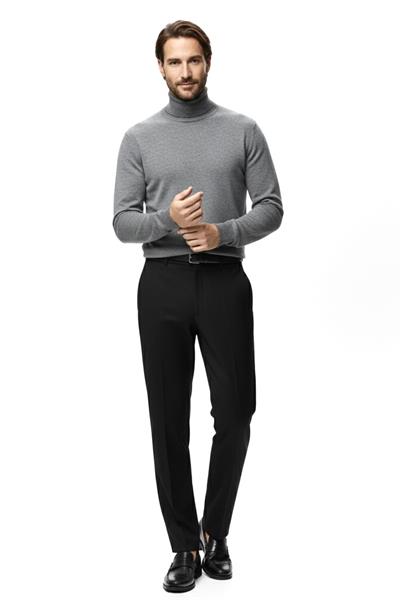 Regular Fit Balıkçı Yaka Triko Kazak Gri