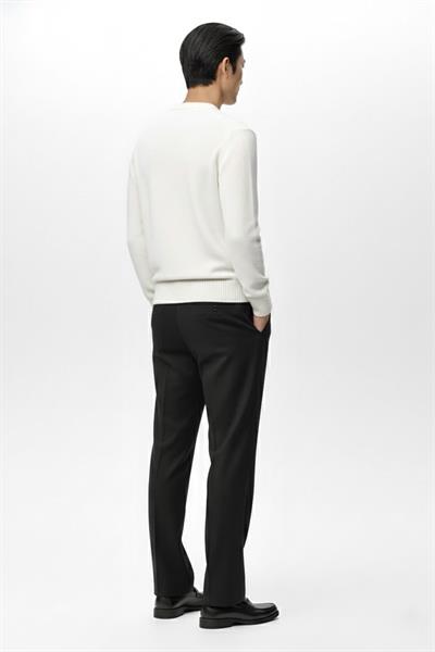Regular Fit Bisiklet Yaka Triko Kazak Ekru