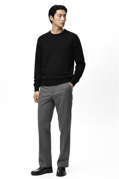 Regular Fit Bisiklet Yaka Triko Kazak Siyah