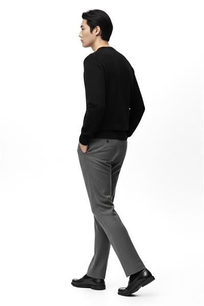Regular Fit Bisiklet Yaka Triko Kazak Siyah