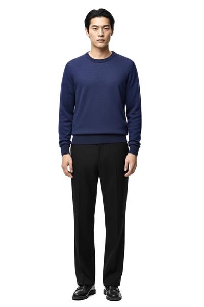 Regular Fit Bisiklet Yaka Triko Kazak İndigo