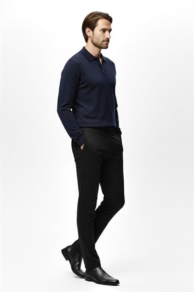 Regular Fit Polo Yaka Triko Kazak Lacivert