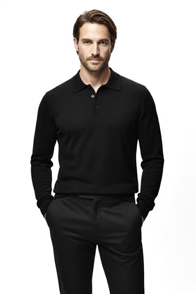 Regular Fit Polo Yaka Triko Kazak Siyah