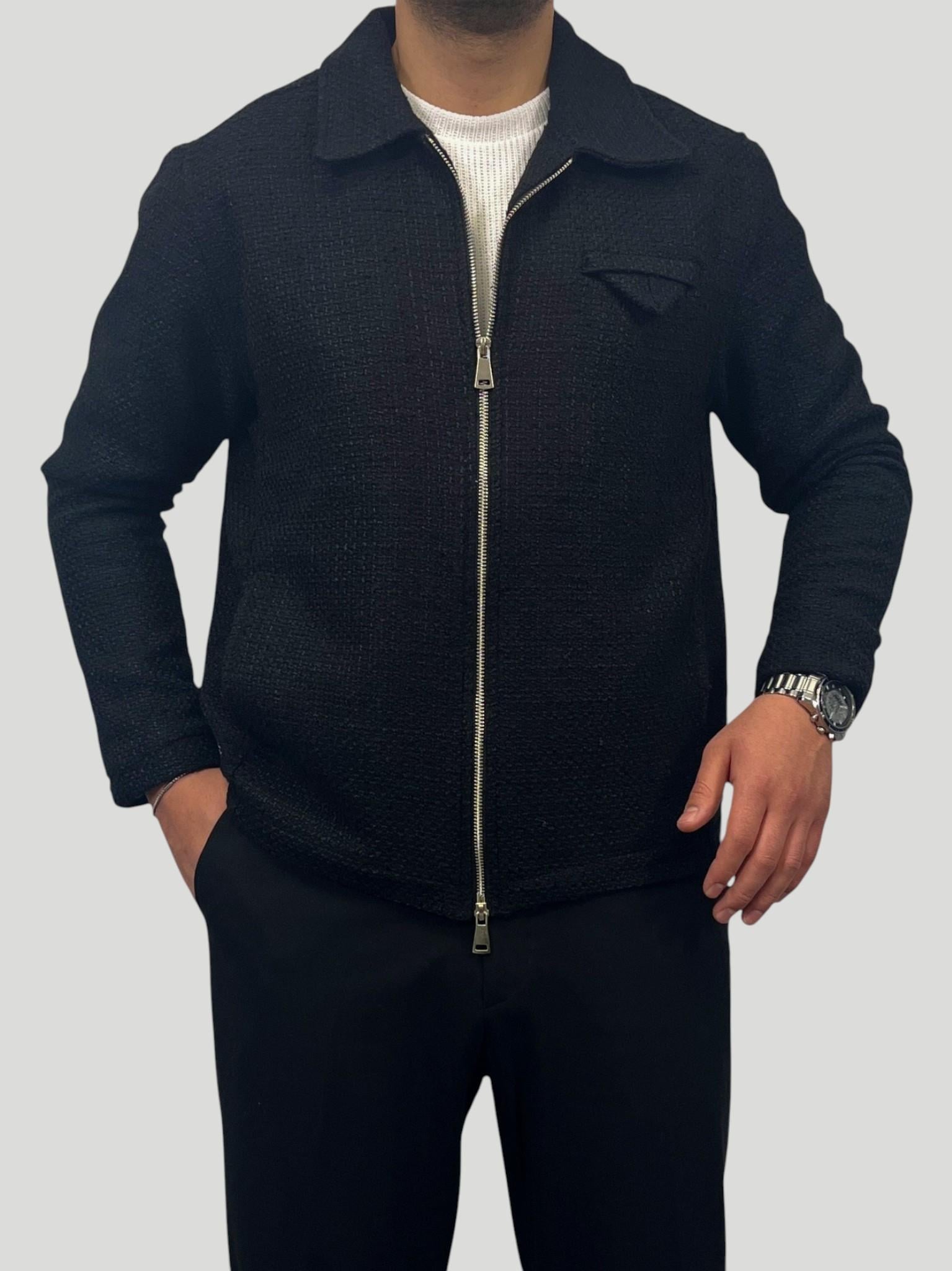 Erkek Premium Seri Oversize Kalıp Zengin Dokulu Tam Astarlı Ceket - Siyah