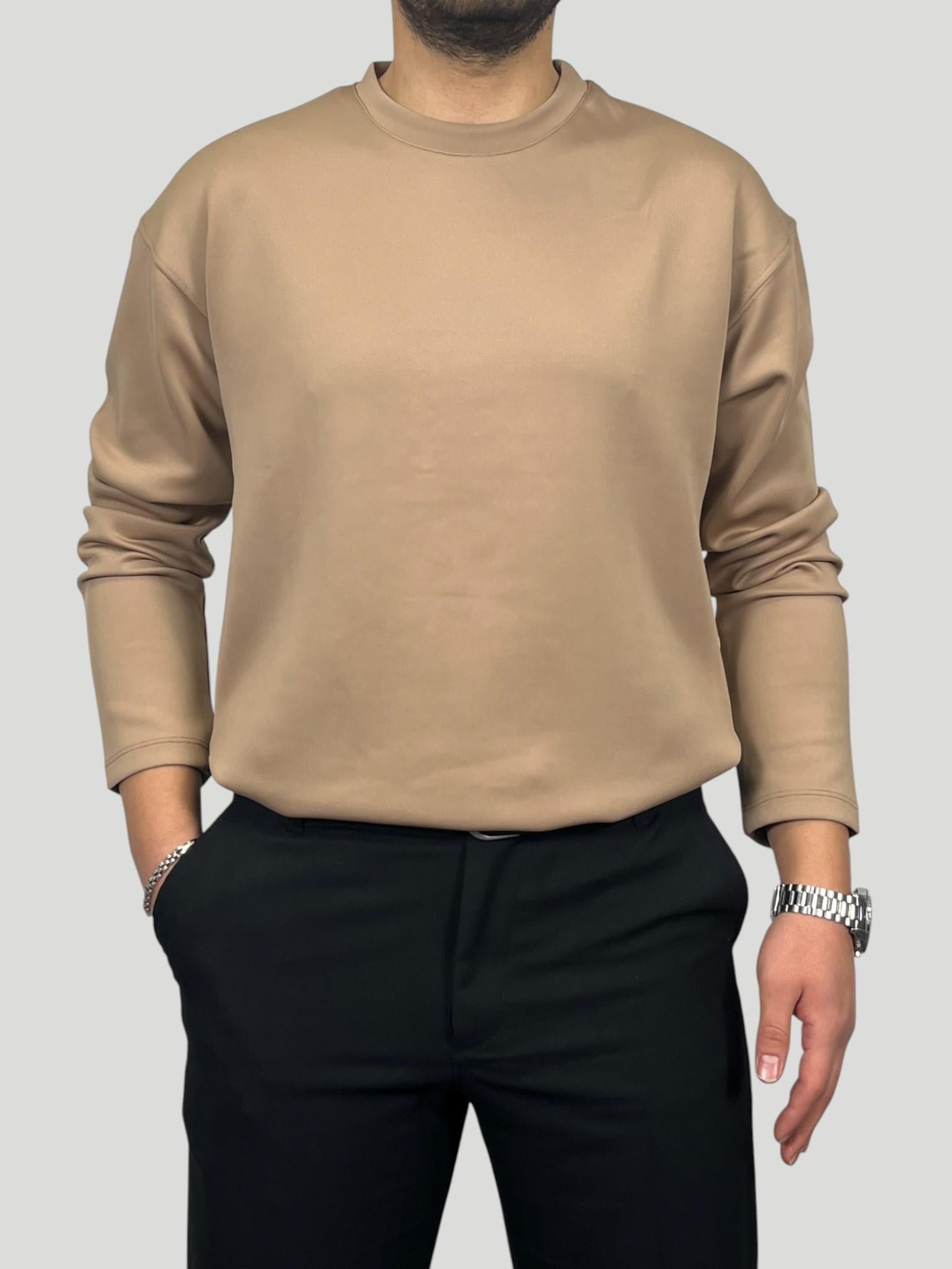Havanna Oversize Yumuşak Dokulu Sweatshirt - Camel