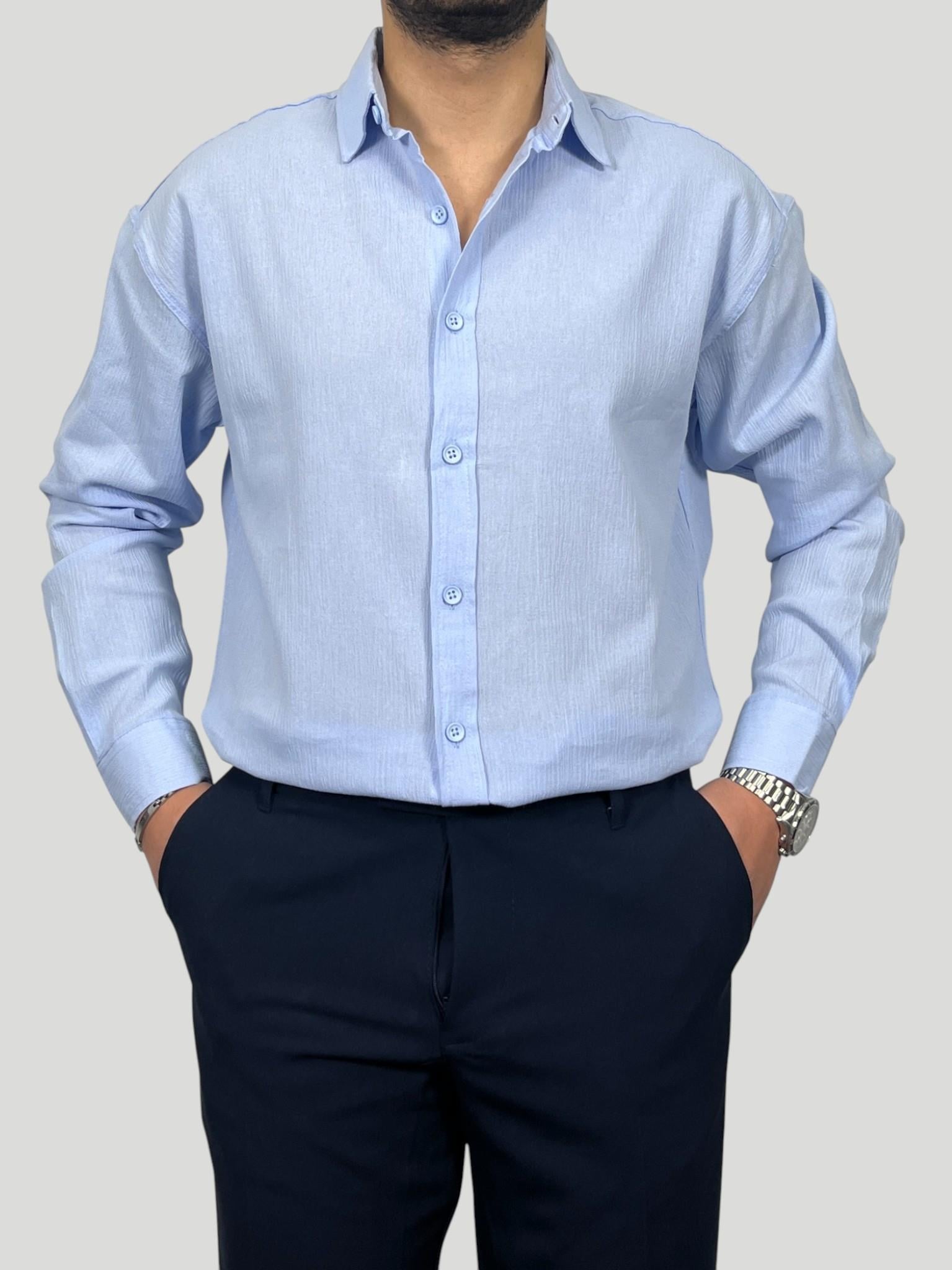Havanna Premium Kalite Oversize Kırınkıl Gömlek - Bebe Mavi