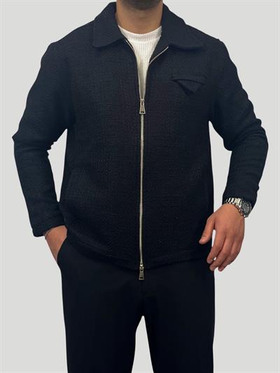 Erkek Premium Seri Oversize Kalıp Zengin Dokulu Tam Astarlı Ceket - Siyah