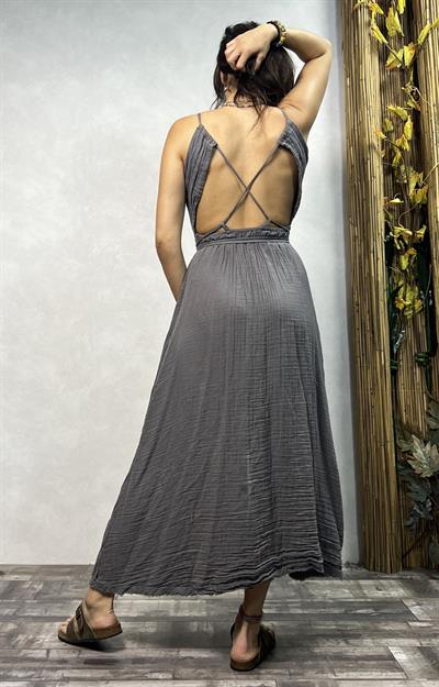 Adonis Müslin Elbise Dark Grey  - Antrasit