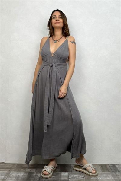 Afro Kaftan Elbise Dark Grey - Antrasit
