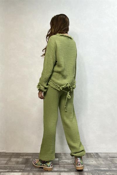 Arwen Müslin Bluz Sage Green - Yeşil