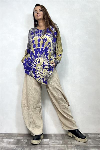 Asimetrik Bluz - Mor Batik