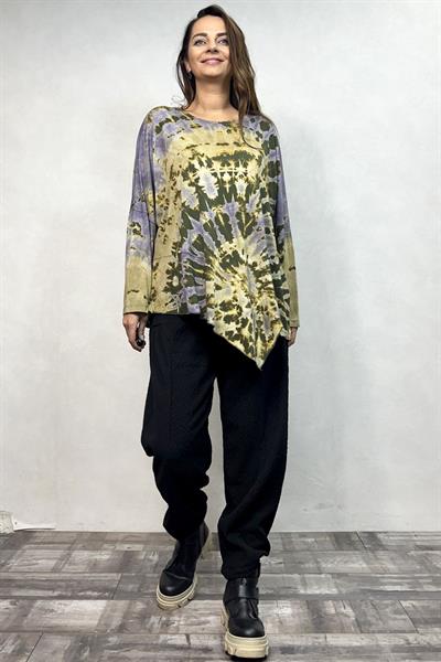 Asimetrik Bluz - Yeşil Batik