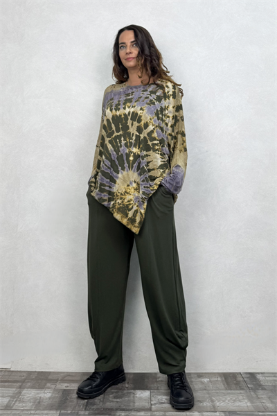Asimetrik Bluz - Yeşil Batik