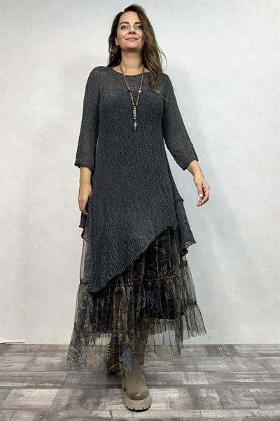 Asimetrik Merserize Tunik - Antrasit
