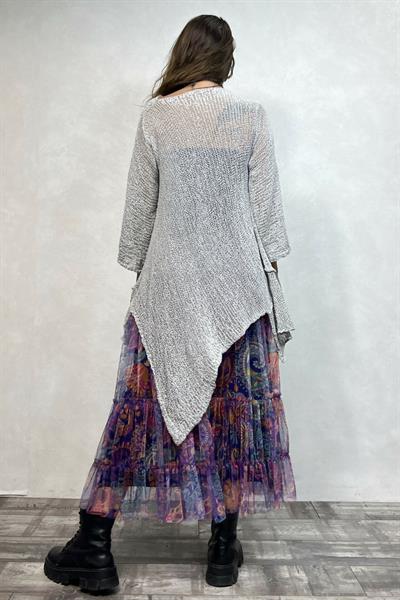 Asimetrik Merserize Tunik - Gri