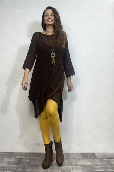 Asimetrik Merserize Tunik - Acı Kahve