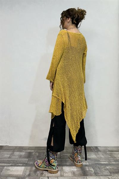 Asimetrik Merserize Tunik - Sarı