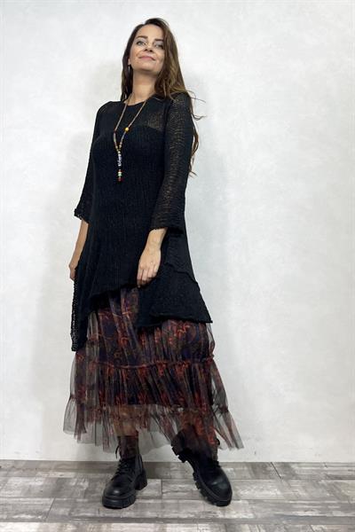 Asimetrik Merserize Tunik - Siyah
