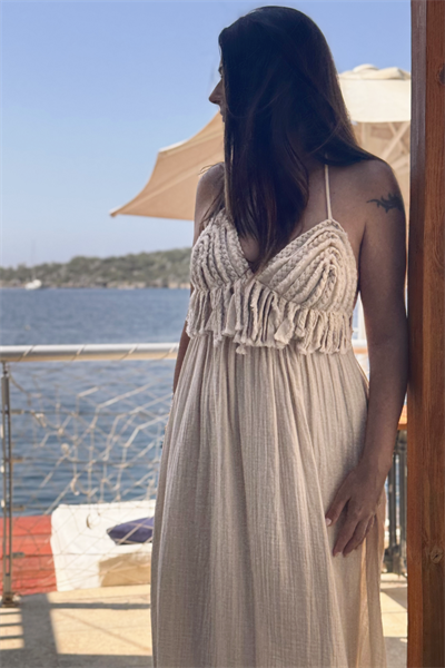Blanca Babil Premium Elbise - Bej
