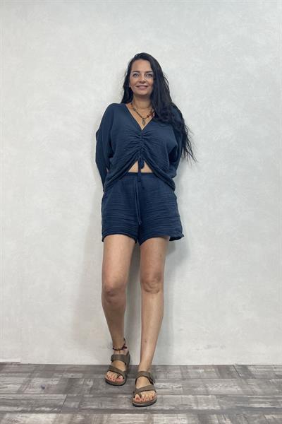 Basic Müslin Şort Midnight Navy - Lacivert