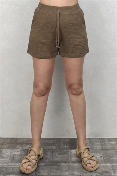 Basic Müslin Şort Neutral Brown -Doğal Kahve