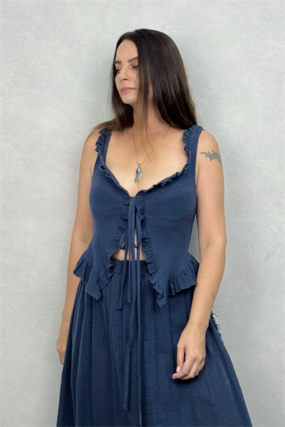 Belus Bağlamalı Bluz Midnight Navy - Lacivert