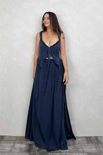 Belus Bağlamalı Bluz Midnight Navy - Lacivert
