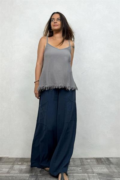 Belus Nature Müslin Bluz Dark Grey - Antrasit