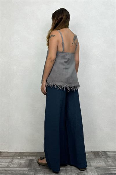 Belus Nature Müslin Bluz Dark Grey - Antrasit