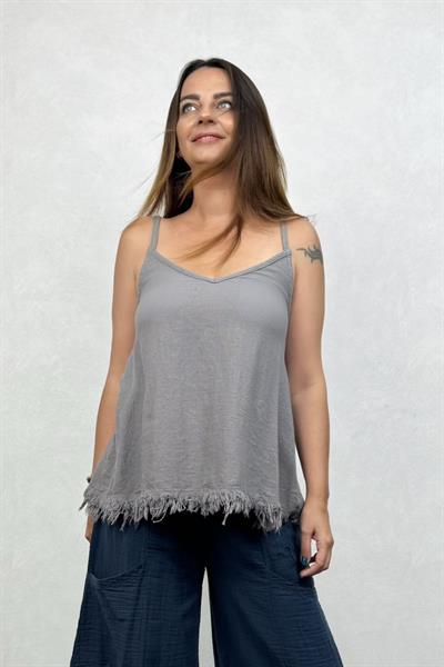Belus Nature Müslin Bluz Dark Grey - Antrasit