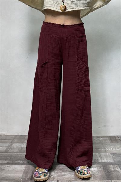 Bendis Müslin Pantolon - Bordo