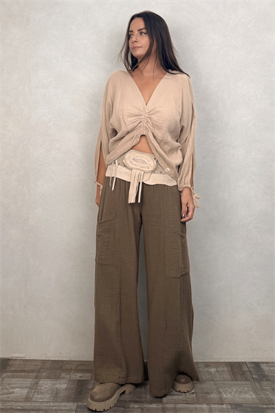 Bendis Müslin Pantolon Neutral Brown -Doğal Kahve