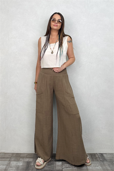 Bendis Müslin Pantolon Neutral Brown -Doğal Kahve