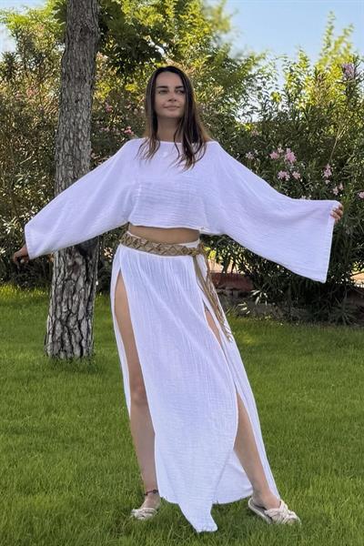 Bia Müslin Bluz  - Beyaz