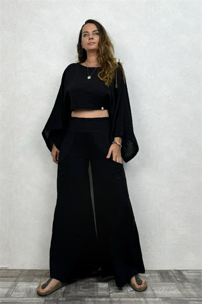 Bia Müslin Bluz  - Siyah