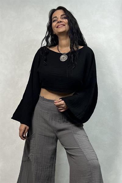 Bia Müslin Bluz  - Siyah