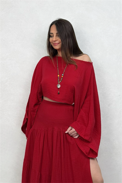 Bia Müslin Bluz Barbados Cherry - Vişne
