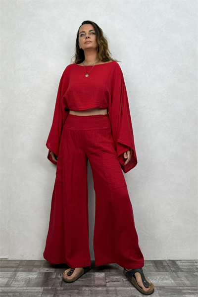 Bia Müslin Bluz Barbados Cherry - Vişne