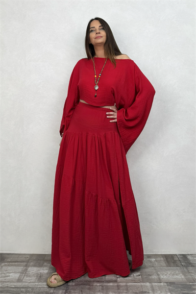 Bia Müslin Bluz Barbados Cherry - Vişne