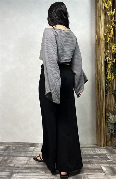 Bia Müslin Bluz Dark Grey -Antrasit